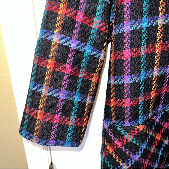 VTG Doncaster Womens 10 Multicolor Plaid Wool Tweed Jacket Mid Length Coat EUC - Picture 3 of 7